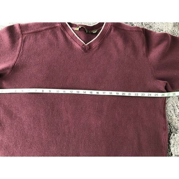 Eddie Bauer Men's Sweater XL TALL Maroon Long Sleeve V Neck Pullover Gray Trim - Picture 6 of 10